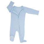 Sweet Bamboo Zipper Footie Bashful Blue Rib - 