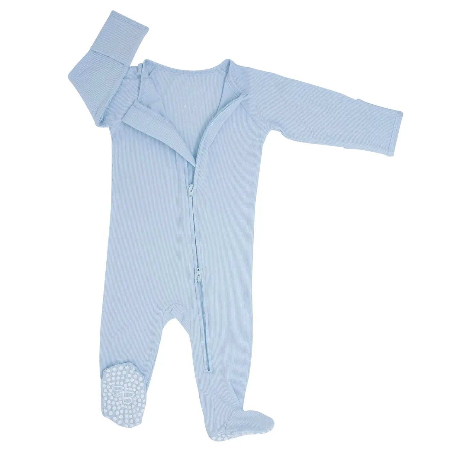 Sweet Bamboo Zipper Footie Bashful Blue Rib - 