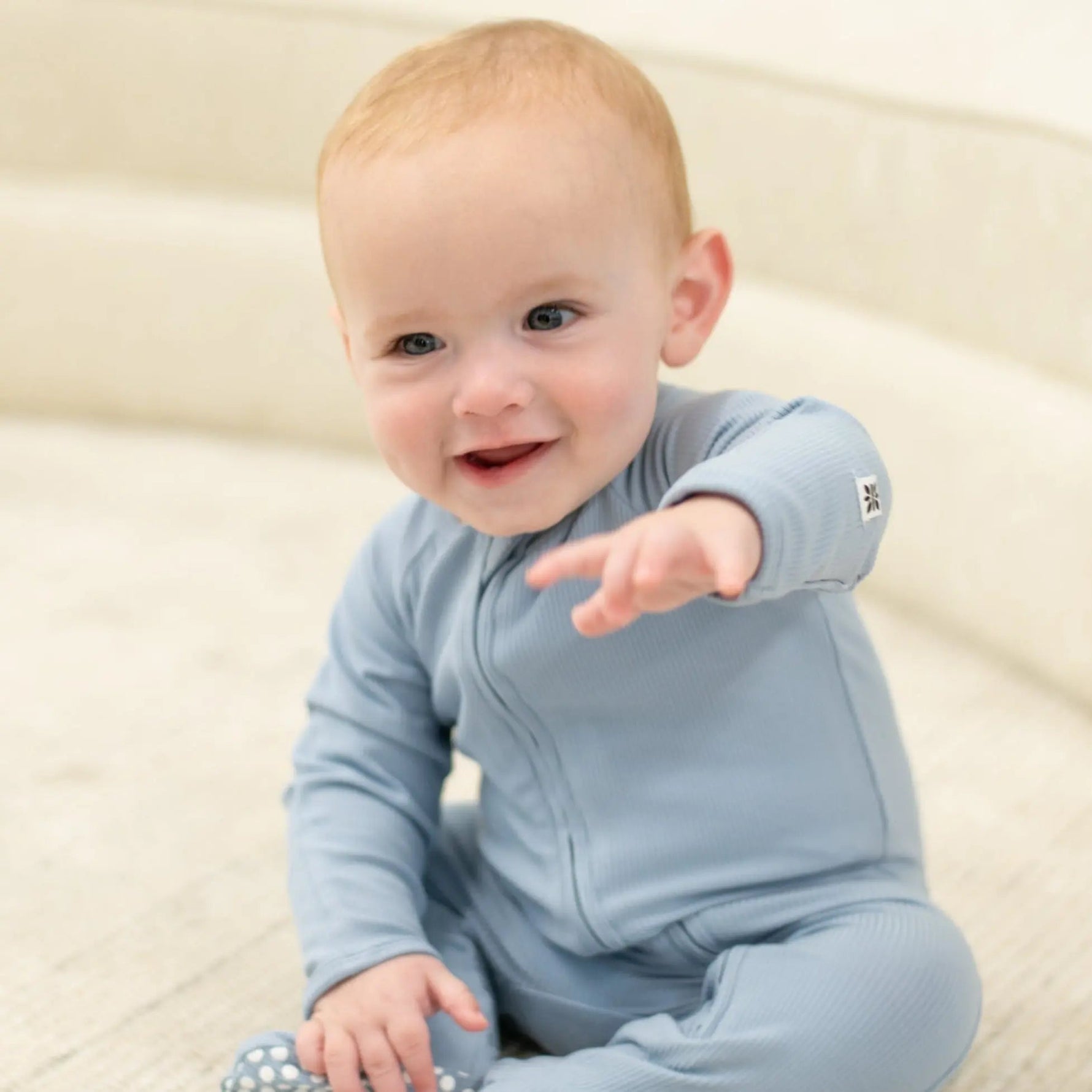 Sweet Bamboo Zipper Footie Bashful Blue Rib - 