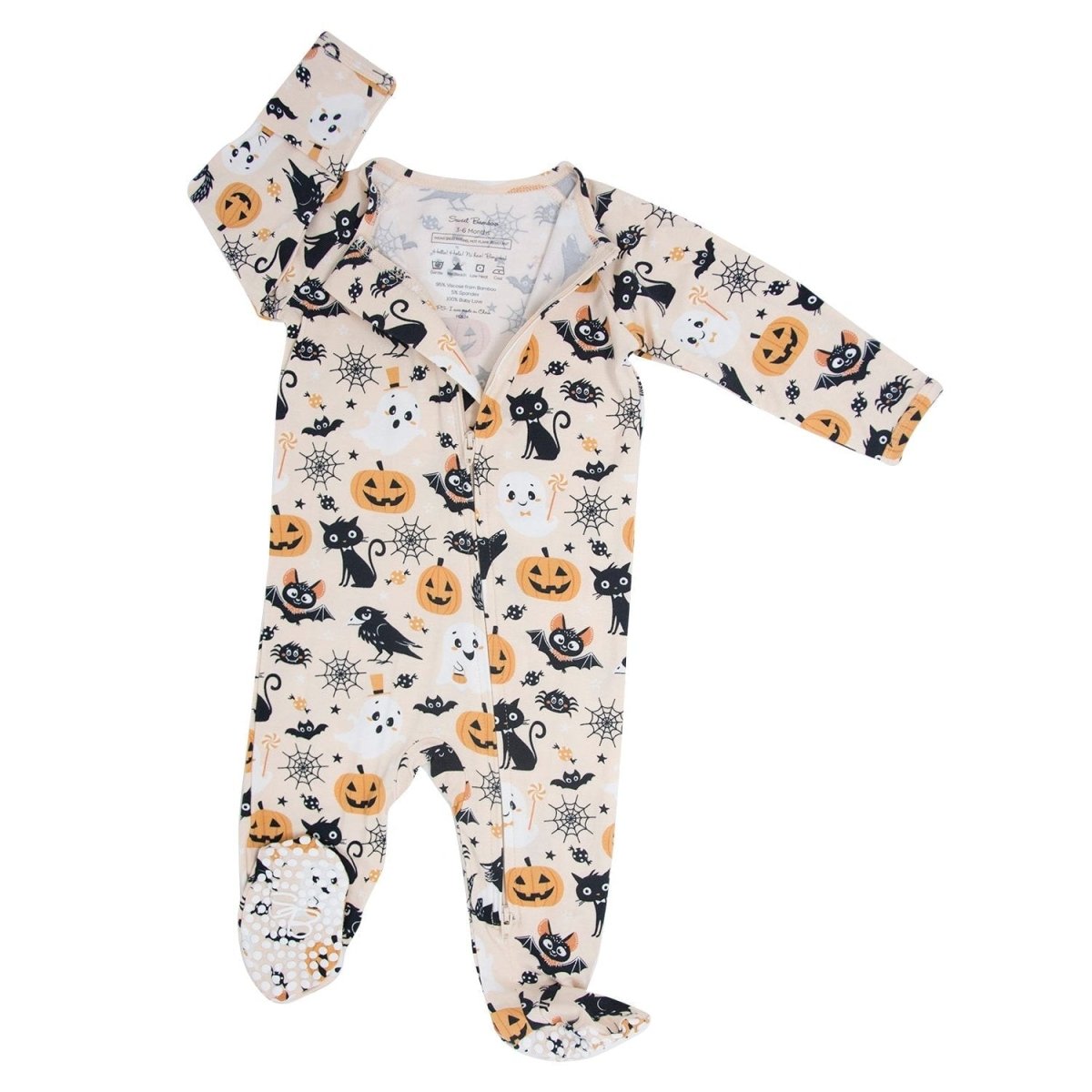 Sweet Bamboo Zipper Footie Bats and Cats - 