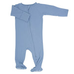 Sweet Bamboo Zipper Footie Blue Fog Rib - 