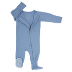 Sweet Bamboo Zipper Footie Blue Fog Rib - 