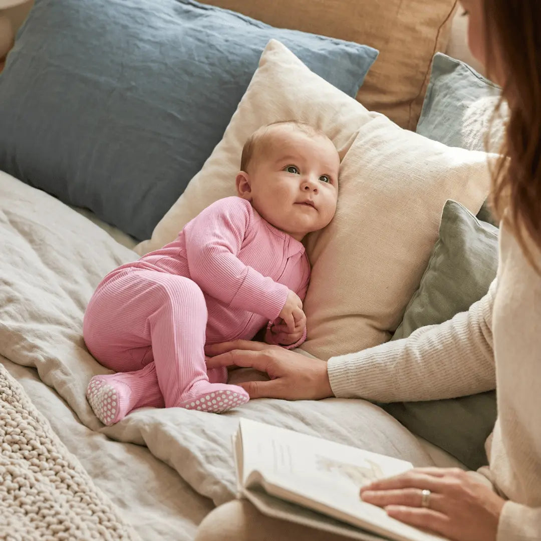 Sweet Bamboo Zipper Footie Cashmere Rose Rib - 