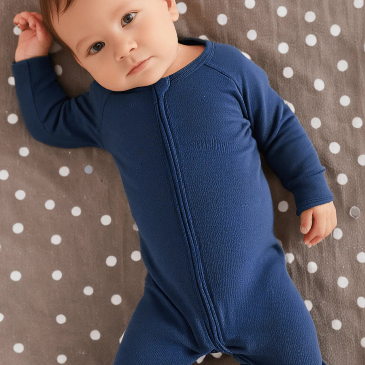 Zipper Footie Classic Navy - Sleeve, Baby & Toddler Clothing, Textile, Child, Overall | Everetts Place