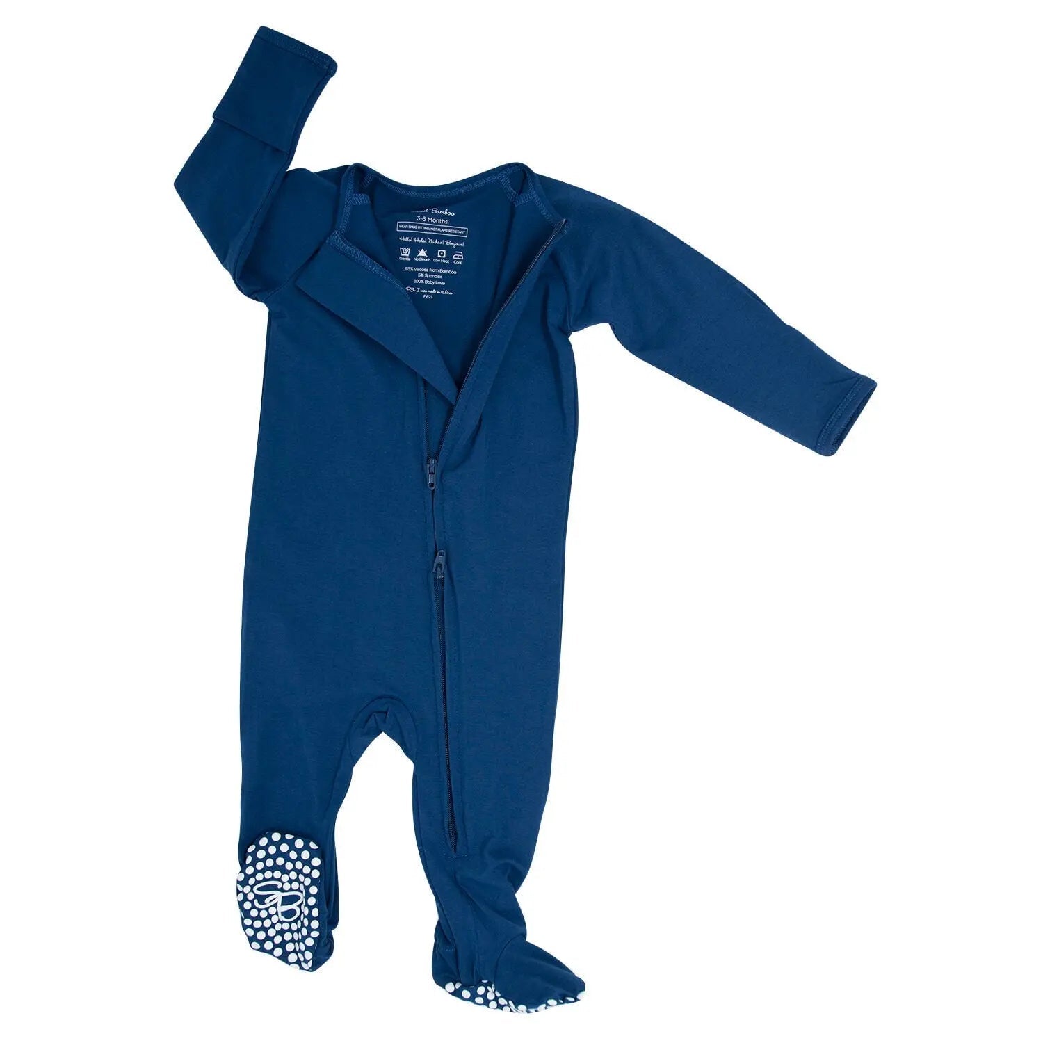 Sweet Bamboo Zipper Footie Classic Navy - 