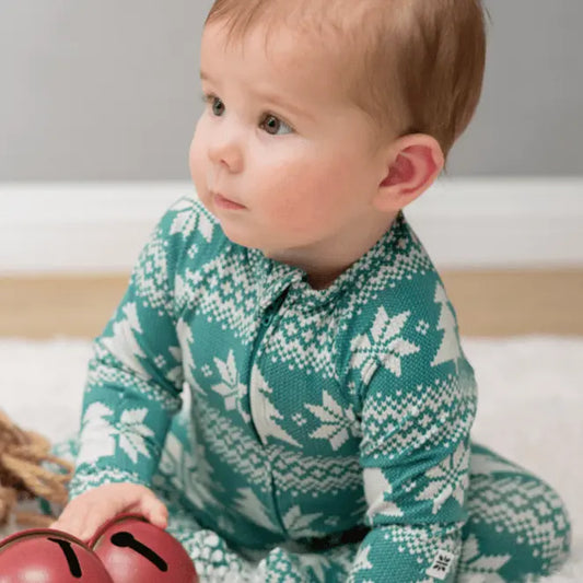Zipper Footie with 2 Way Zipper and Fold Over Cuffs for Easy Changing Sweet Bamboo
