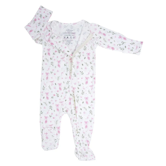 Zipper Footie With Two Way Zipper Silicone Grips And Fold Over Handcuffs Sweet Bamboo