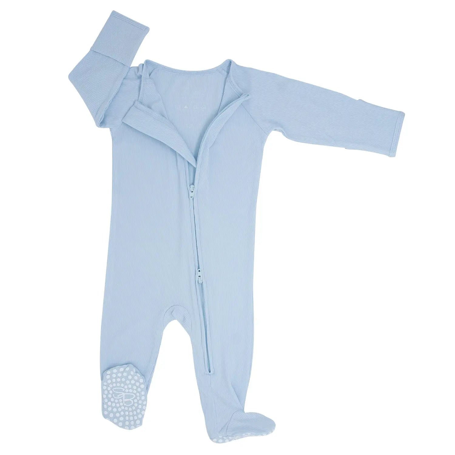 Zipper Footie with 2 Way Zipper and Silicone Grips for Easy Changing Sweet Bamboo