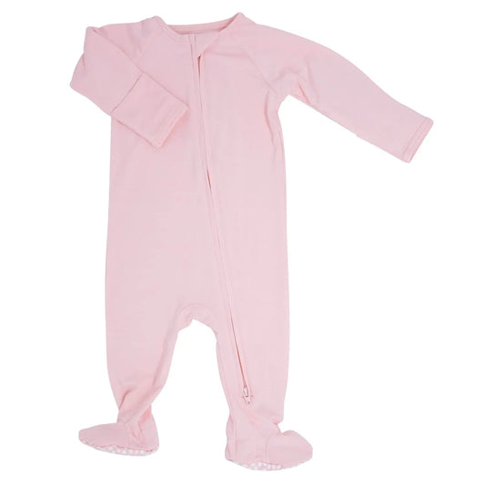 Zipper Footie With Two Way Zipper And Fold Over Cuffs For Easy Changing Sweet Bamboo