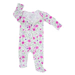 Sweet Bamboo Sweet Purple Flowers Zipper Footie with Two Way Zip for Baby Comfort - Apparel & Accessories > Clothing > Sleepwear & Loungewear Footies