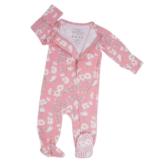 Zipper Footie with 2 Way Zipper and Silicone Grips for Easy Changing Sweet Bamboo