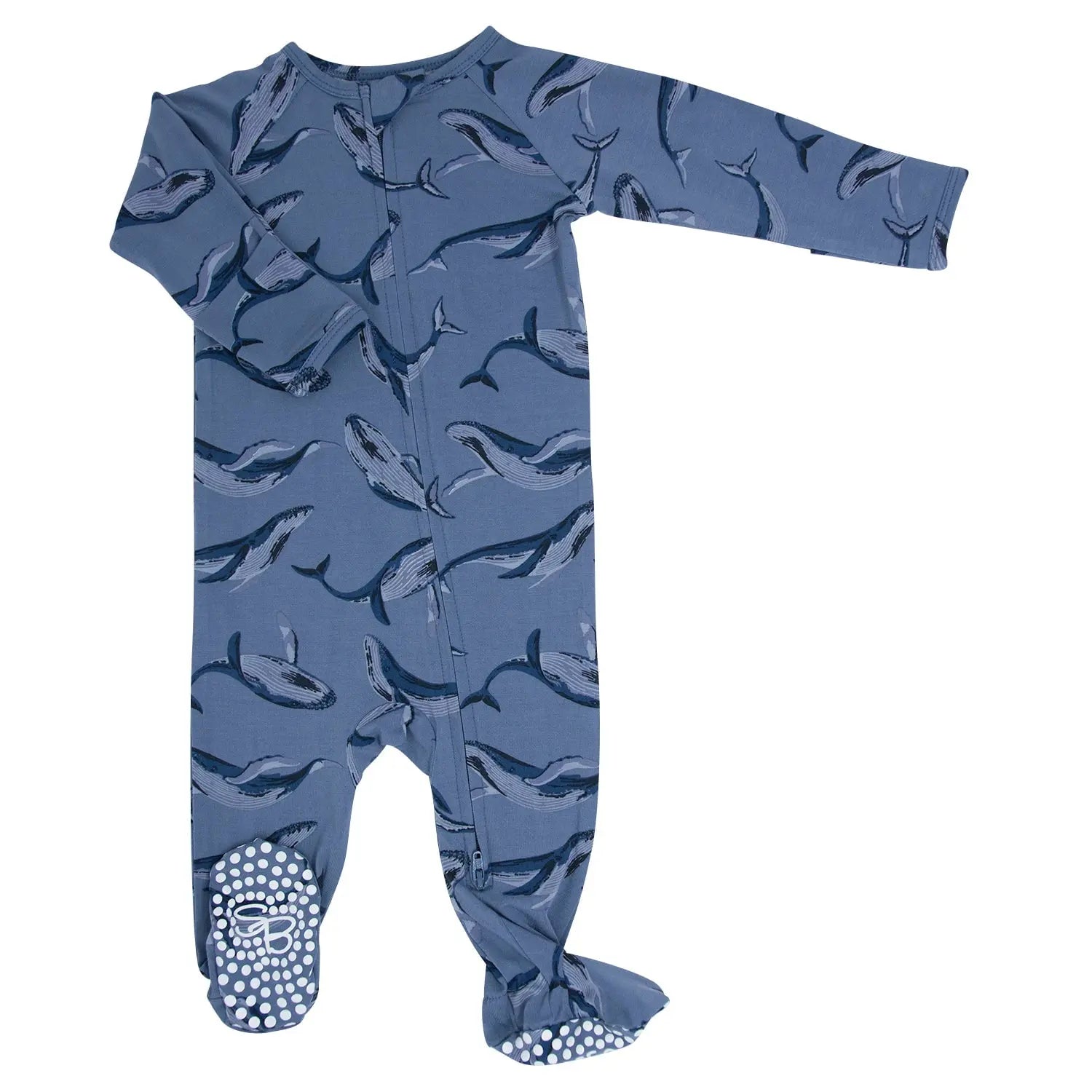 Zipper Footie with Two Way Zipper and Fold Over Cuffs for Easy Changing Sweet Bamboo