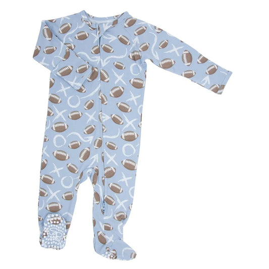 Zipper Footie with 2 Way Zipper Silicone Grips and Fold Over Cuffs for Babies Sweet Bamboo