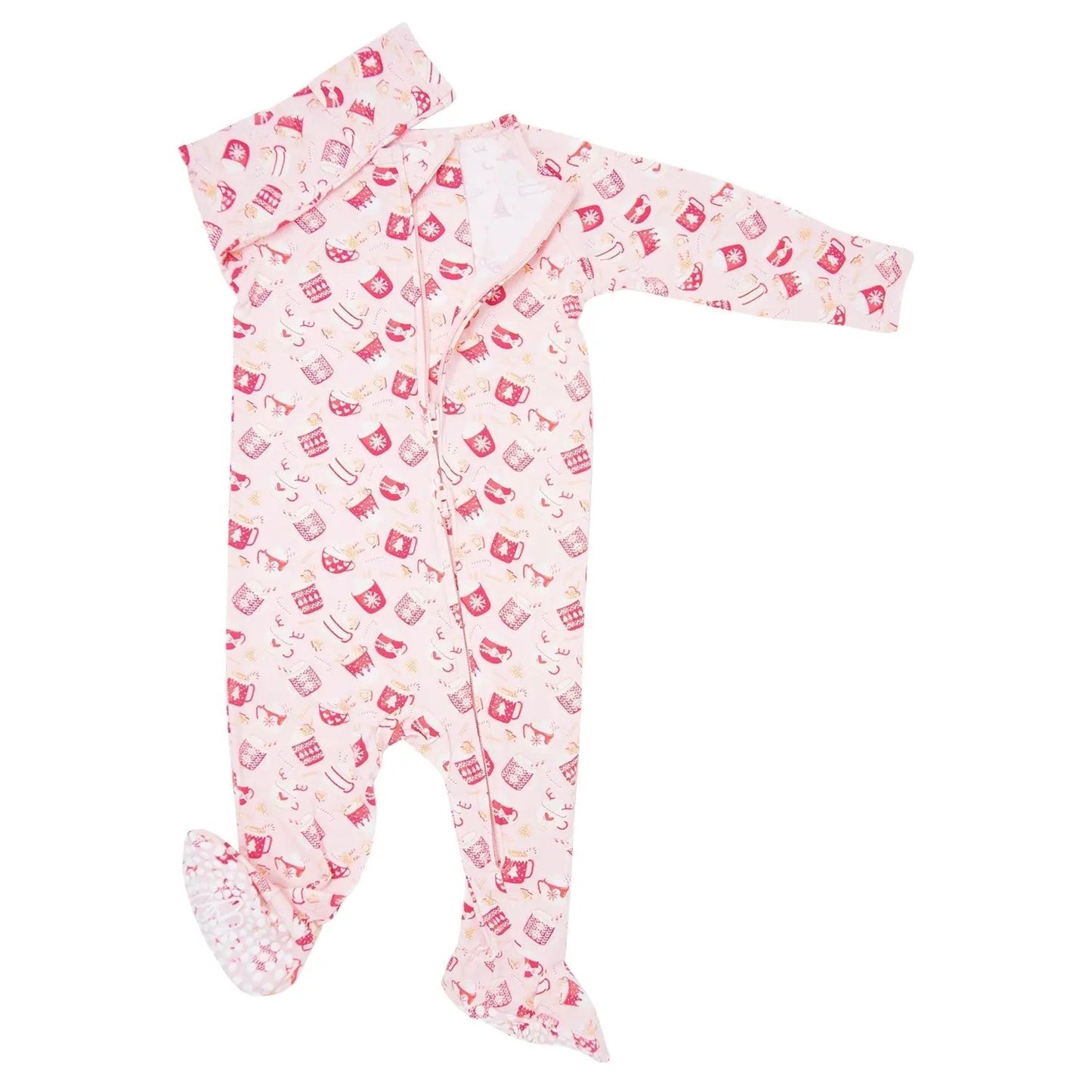 Zipper Footie With 2 Way Zipper Silicone Grips And Fold Over Cuffs Sweet Bamboo