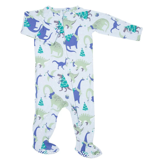 Zipper Footie with 2 Way Zipper Silicone Grips and Fold Over Cuffs for Babies Sweet Bamboo