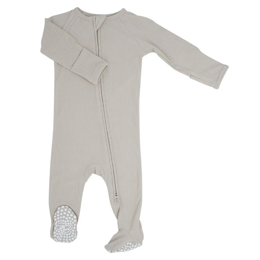Zipper Footie with 2 Way Zipper Silicone Grips and Fold Over Handcuffs Sweet Bamboo