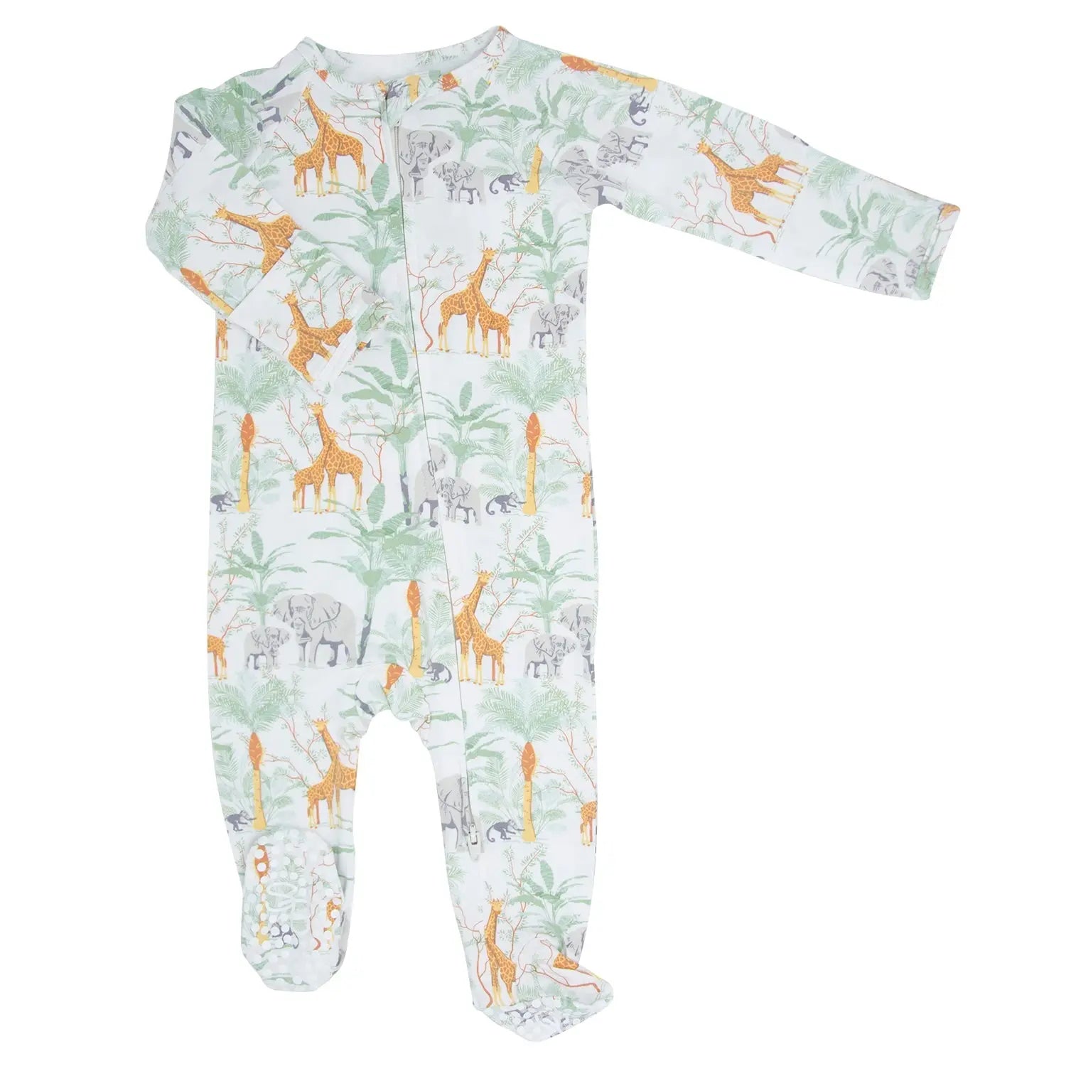 Sweet Bamboo Cozy Baby Zipper Footie with 2 Way Zipper and Silicone Grips for Infants - Footies