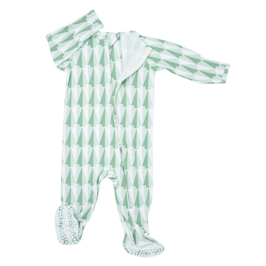 Zipper Footie with 2 Way Zipper Silicone Grips and Fold Over Cuffs for Babies Sweet Bamboo