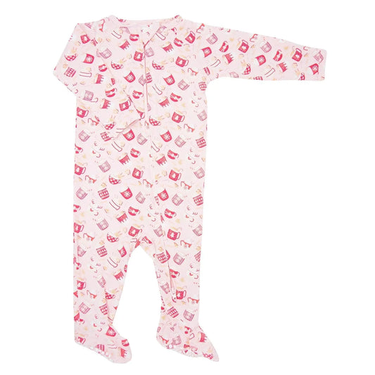 Zipper Footie With 2 Way Zipper Silicone Grips And Fold Over Cuffs Sweet Bamboo