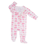 Sweet Bamboo Pink Elephant Zipper Footie with Two Way Zip for Cozy Babies - Apparel & Accessories > Clothing > Baby & Toddler Clothing > Baby One-Pieces Footies