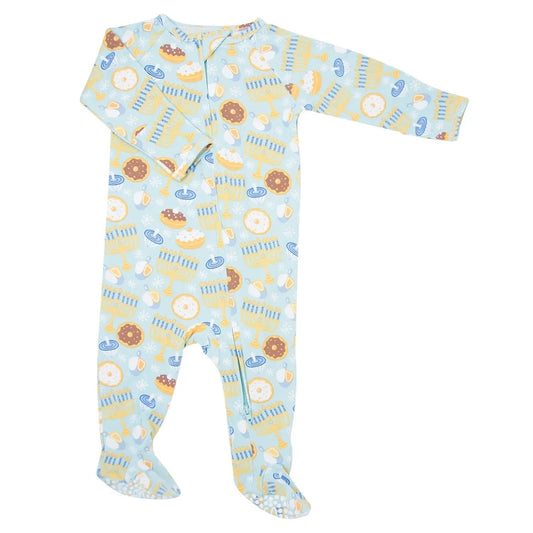 Zipper Footie With Two Way Zip Silicone Grips And Fold Over Cuffs Sweet Bamboo