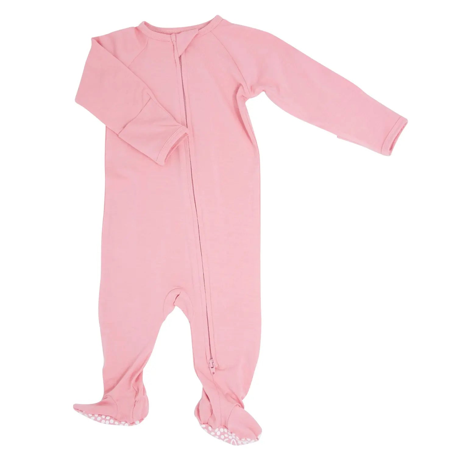 Zipper Footie With 2 Way Zipper And Fold Over Cuffs For Easy Changing Sweet Bamboo