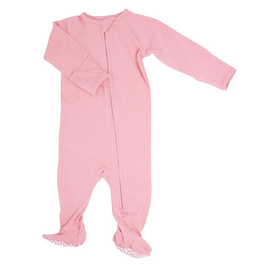 Zipper Footie With 2 Way Zipper And Fold Over Cuffs For Easy Changing Sweet Bamboo