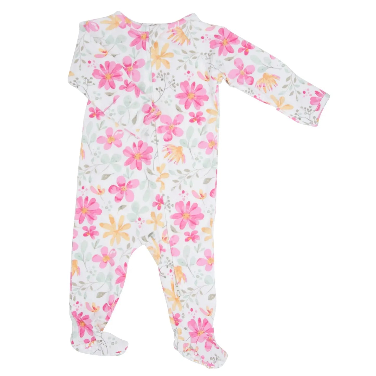 Zipper Footie with 2 Way Zipper Silicone Grips and Fold Over Cuffs Sweet Bamboo