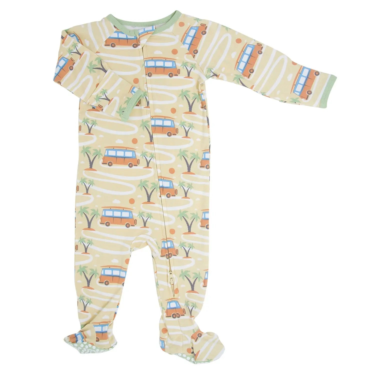 Zipper Footie with 2 Way Zip and Silicone Grips for Easy Changing Sweet Bamboo