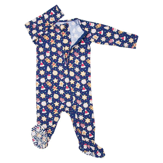 Zipper Footie with Two Way Zipper Silicone Grips and Fold Over Cuffs Sweet Bamboo