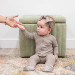 Sweet Bamboo Zipper Footie Just Taupe - 