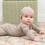 Sweet Bamboo Zipper Footie Just Taupe - 