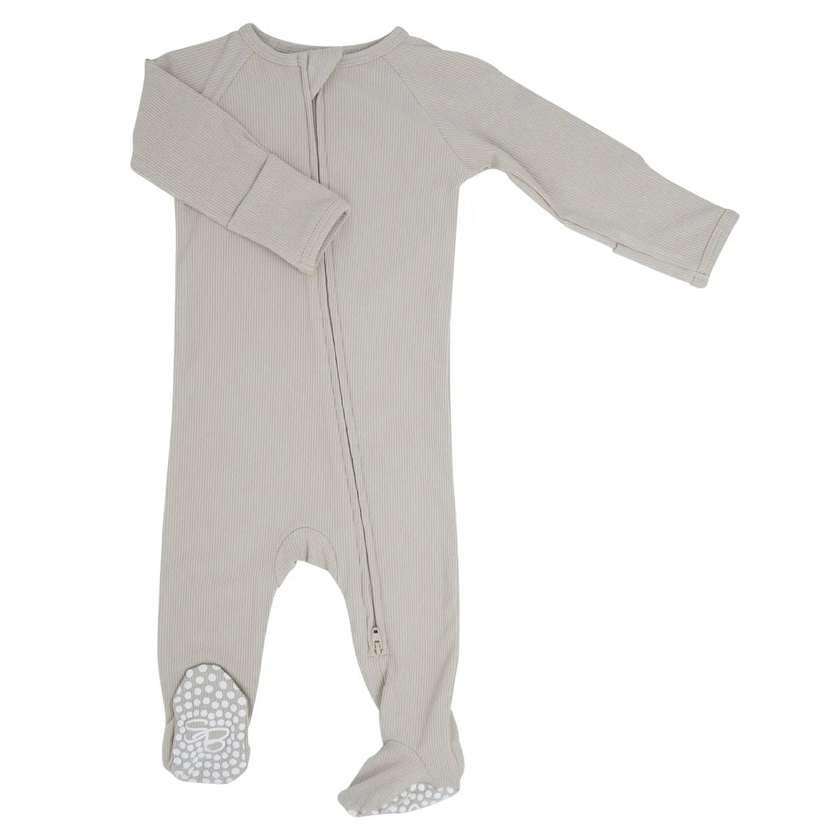 Sweet Bamboo Zipper Footie Oatmeal Rib - 