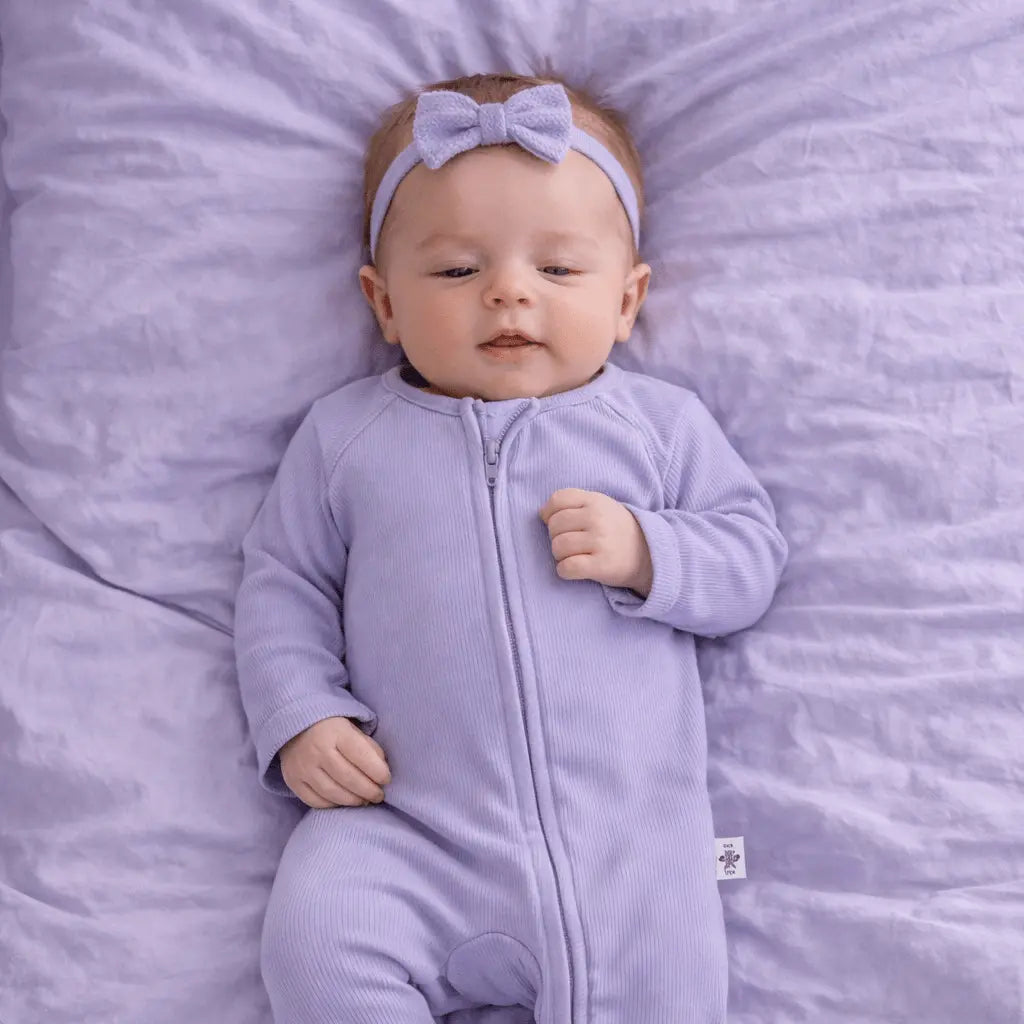 Sweet Bamboo Zipper Footie Orchid Petal Rib - 
