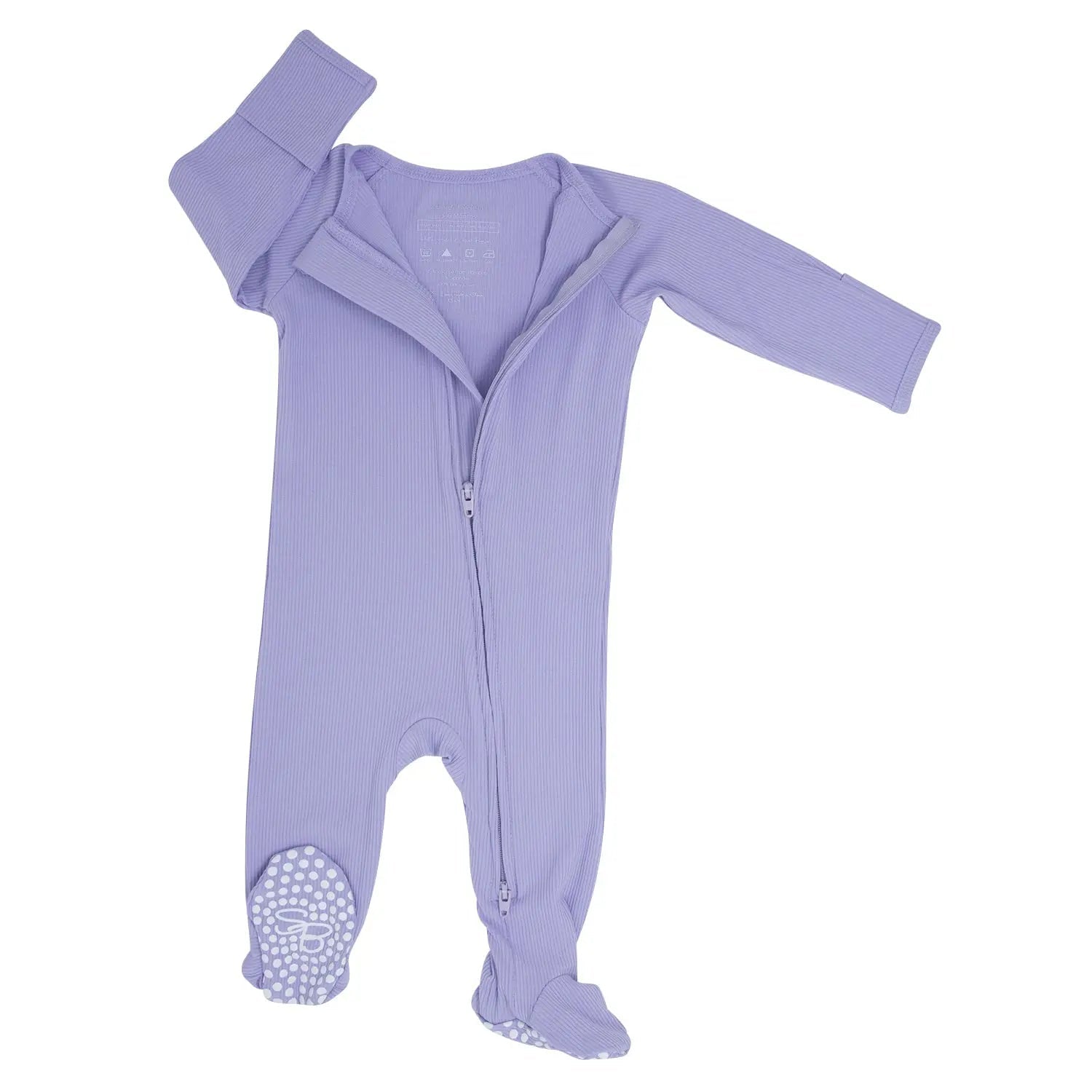 Sweet Bamboo Zipper Footie Orchid Petal Rib - 