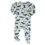 Sweet Bamboo Green Blue Nasar Zipper Footie with Two Way Zipper for Babies - Apparel & Accessories > Clothing > Baby & Toddler Clothing > Baby & Toddler Sleepwear Footies
