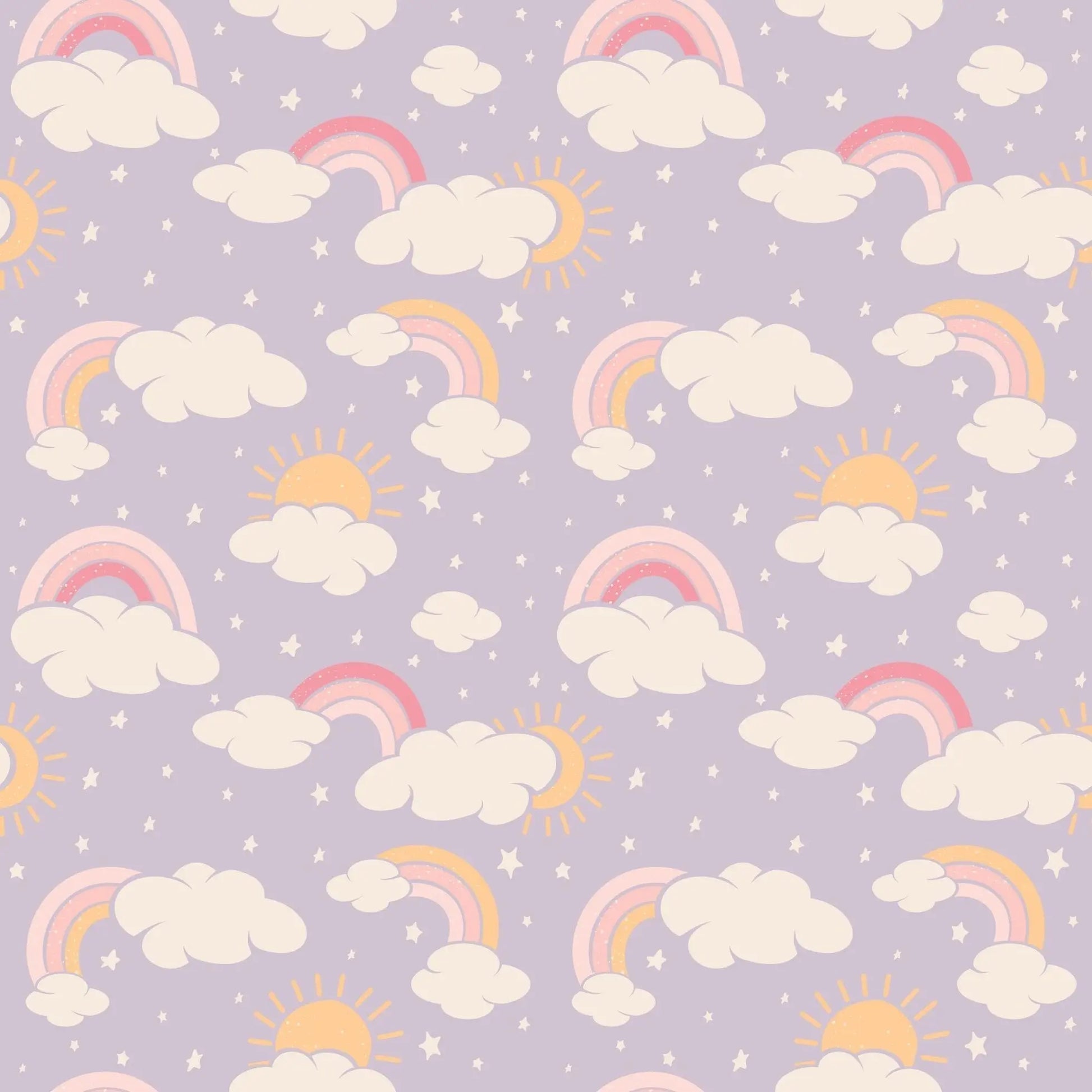 Lavender Rainbows and Clouds Zipper Footie for Babies with Silky Soft Fabric and Two Way Zip Sweet Bamboo