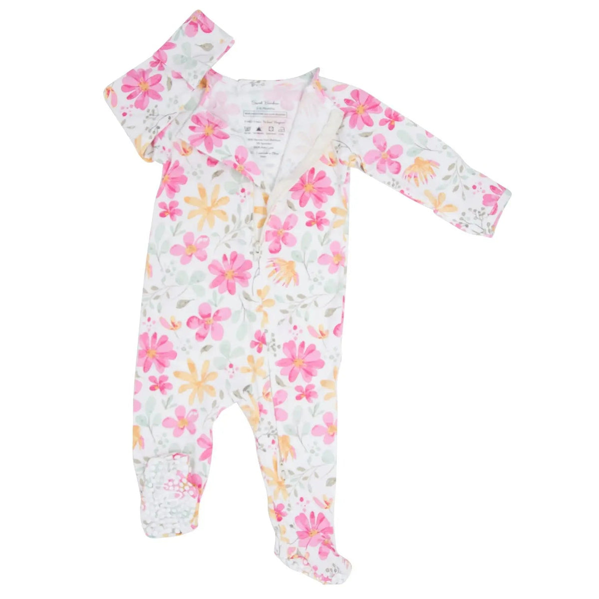 Sweet Bamboo Silky Soft Baby Footie with 2-Way Zipper & Silicone Grips -
