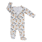 Sweet Bamboo Zipper Footie - Sweet Pumpkins and Ghosts - 