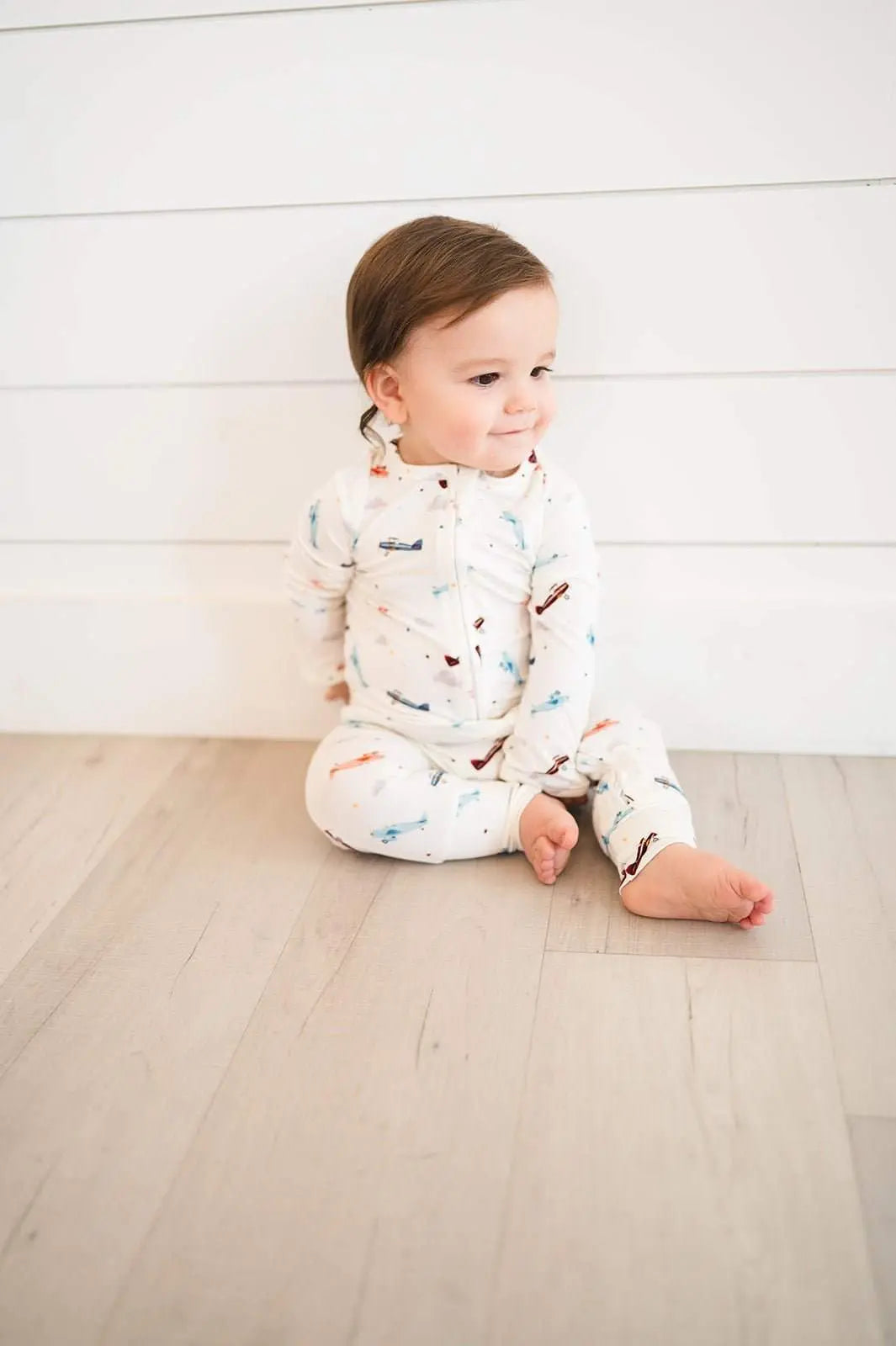 Zipper Romper Vintage Airplane Soft Bamboo Viscose Baby Outfit Harp Angel Boutique